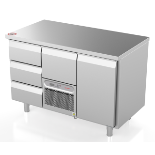 Novameta counter freezer with 1 door and 3 drawers, -20 ... -18°C FP0-M230-130/70/90