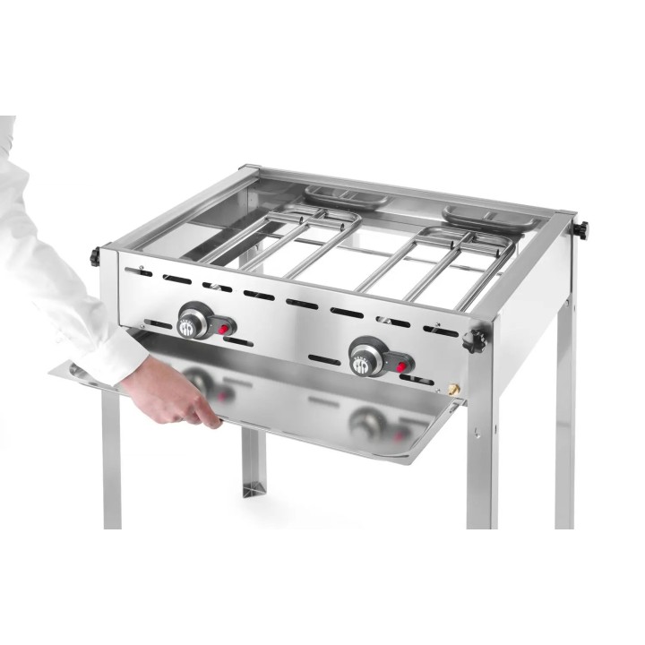 Hendi gasolgrill med 2 brännare Green Fire "Profi Line"