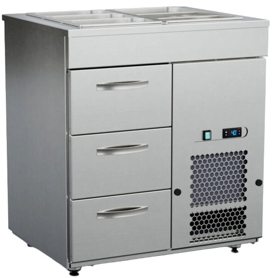 Inox Baltic kylbord med bain-marie KSK-803