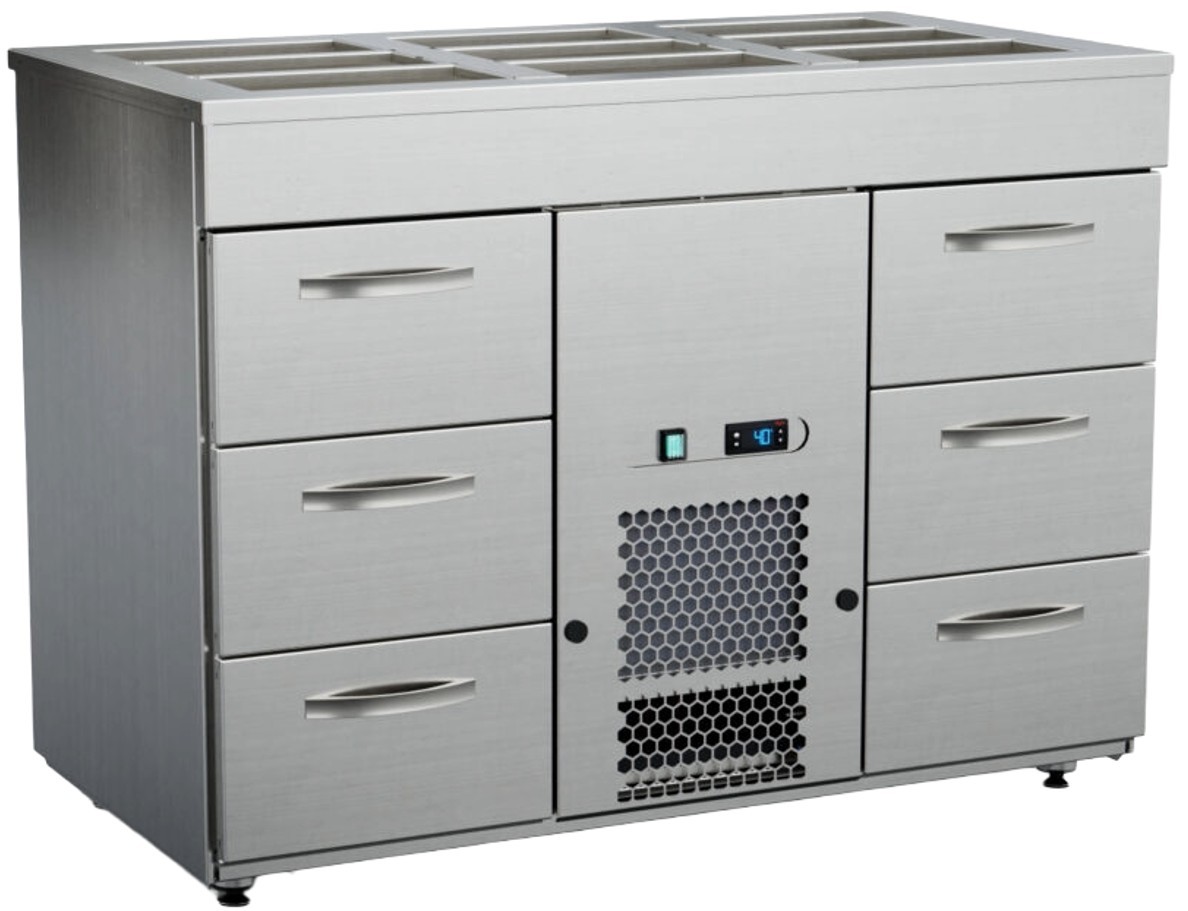 Inox Baltic kylbord med bain-marie KSK-1206