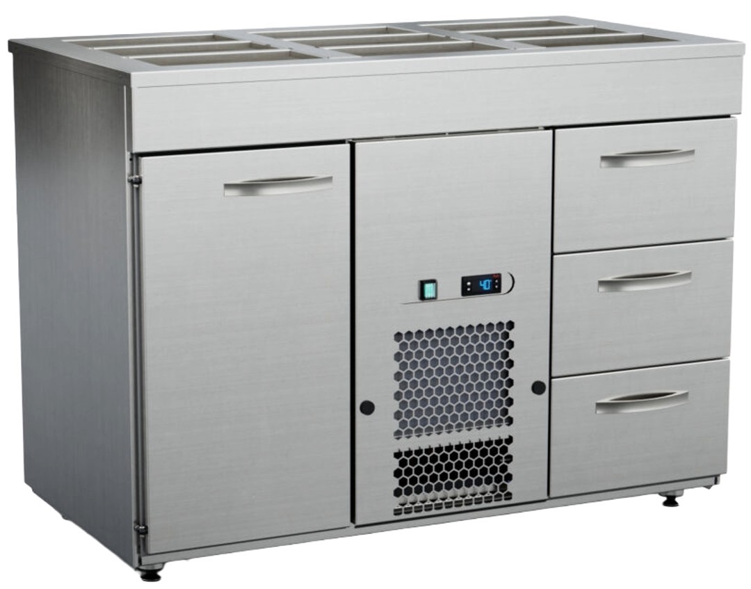 Inox Baltic kylbord med bain-marie KSK-1213